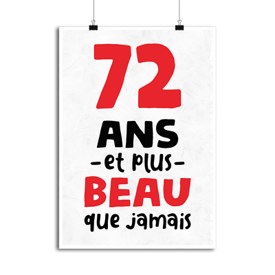 Affiche 72 ans et plus beau