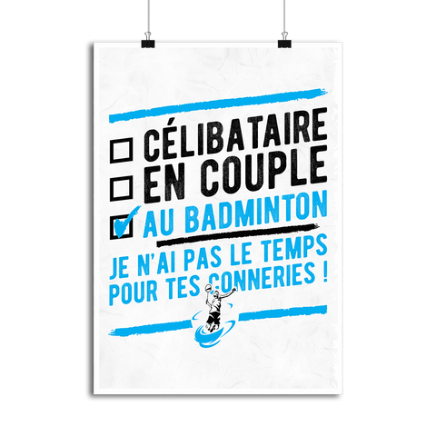 Affiche célibataire au badminton