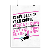 Affiche célibataire avec ma licorne