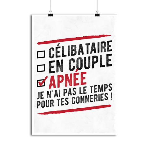 Affiche célibataire en couple apnée