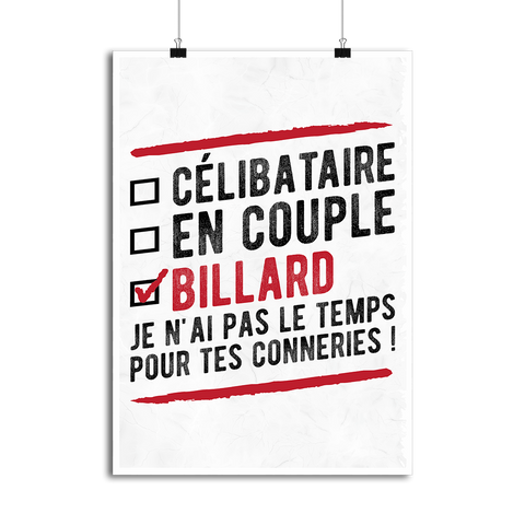 Affiche célibataire en couple billard