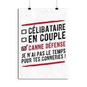 Affiche célibataire en couple canne défense