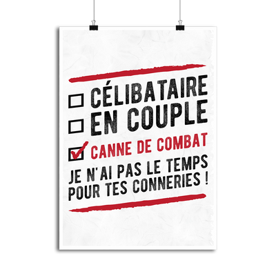 Affiche célibataire en couple canne de combat