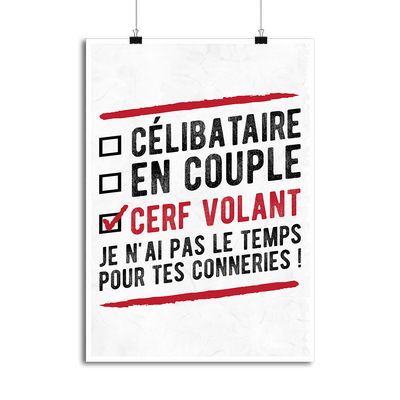Affiche célibataire en couple cerf volant