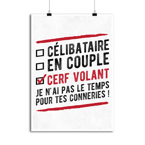 Affiche célibataire en couple cerf volant