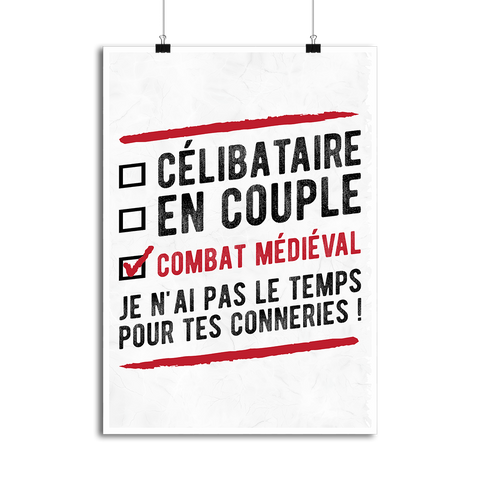 Affiche célibataire en couple combat médiéval