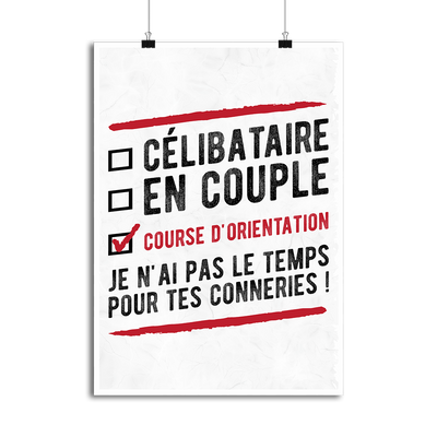 Affiche célibataire en couple course d'orientation