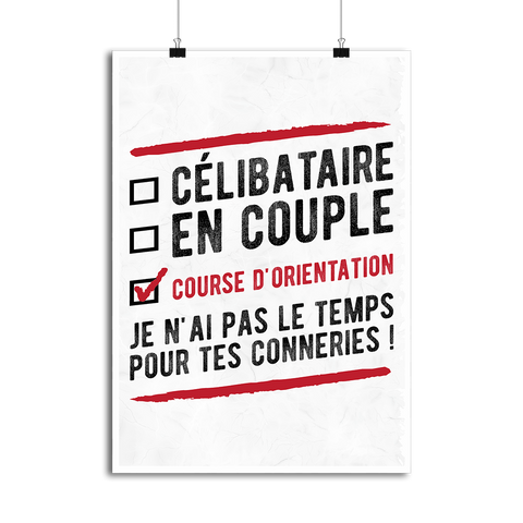 Affiche célibataire en couple course d'orientation