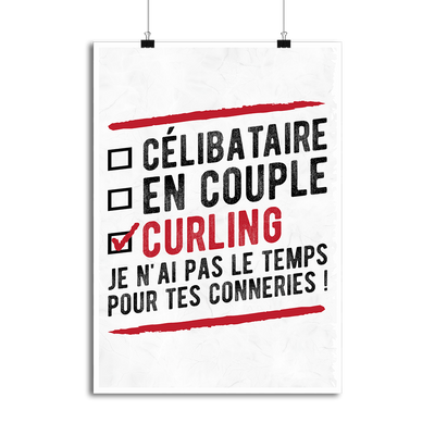 Affiche célibataire en couple curling