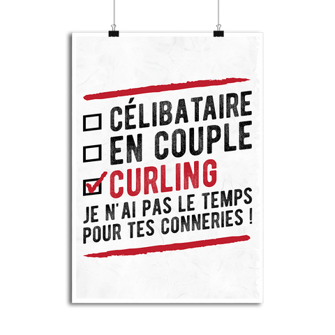 Affiche célibataire en couple curling