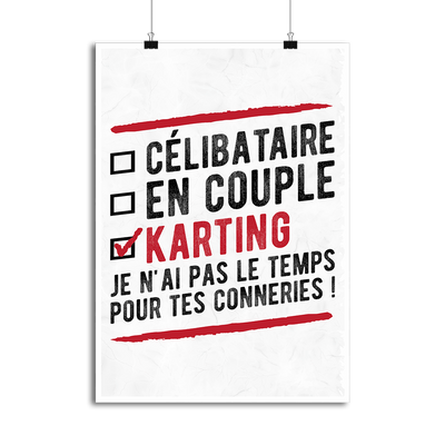 Affiche célibataire en couple karting