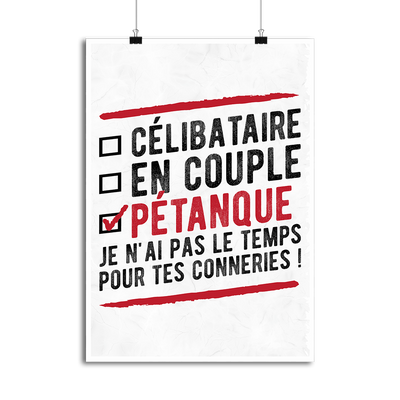 Affiche célibataire en couple pétanque