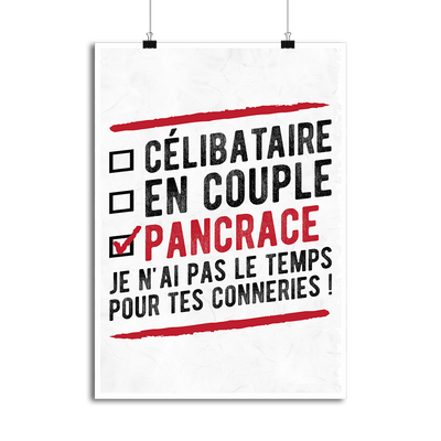 Affiche célibataire en couple pancrace