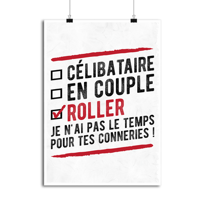 Affiche célibataire en couple roller