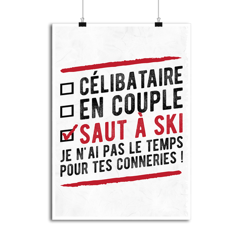 Affiche célibataire en couple saut à ski