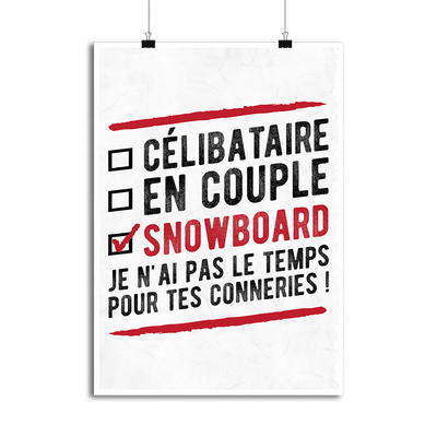 Affiche célibataire en couple snowboard