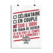 Affiche célibataire sur l'ordi