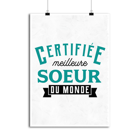 Affiche certifiée meilleure soeur