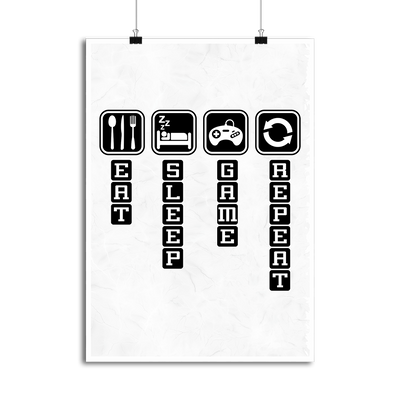 Affiche eat sleep game repeat