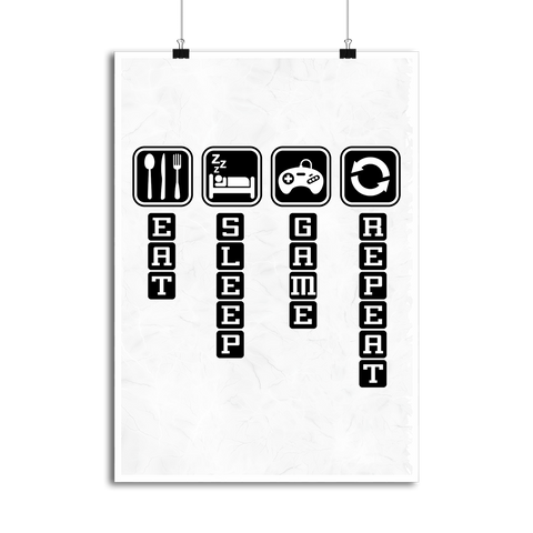 Affiche eat sleep game repeat