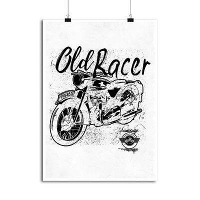 Affiche old racer moto bobber