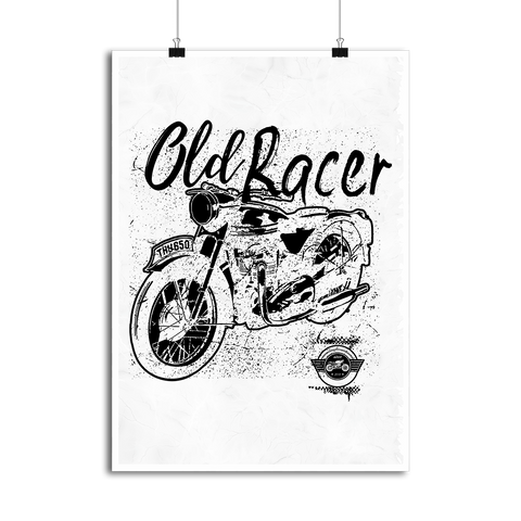 Affiche old racer moto bobber