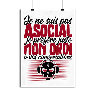 Affiche pas asocial ordi