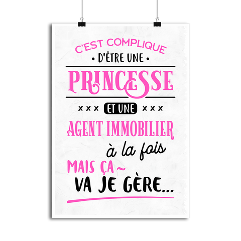 Affiche princesse et agent immobilier