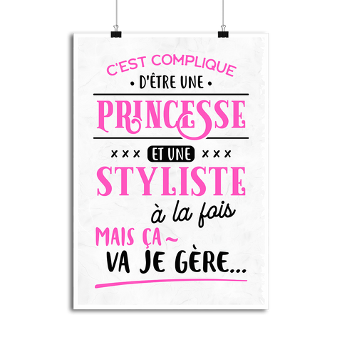 Affiche princesse et styliste
