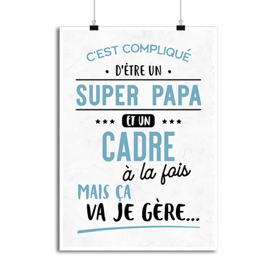 Affiche super papa et cadre