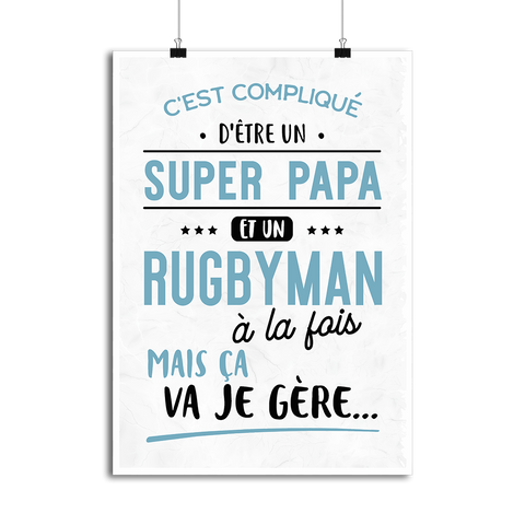 Affiche super papa et rugbyman