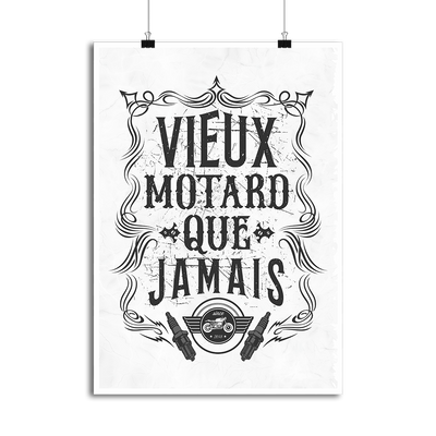 Affiche vieux motard que jamais