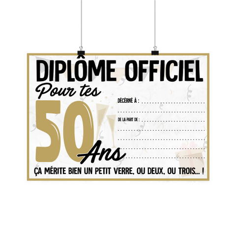 Affiche diplome anniversaire 50 ans