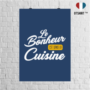 Affiche le bonheur est dans la cuisine