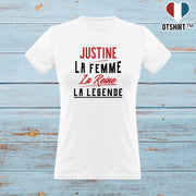 T shirt femme justine la femme la reine la légende