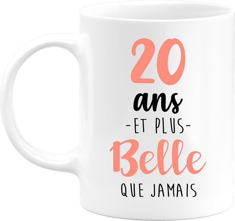 Mug 20 ans et plus belle que jamais