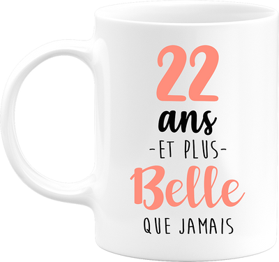 Mug 22 ans et plus belle que jamais