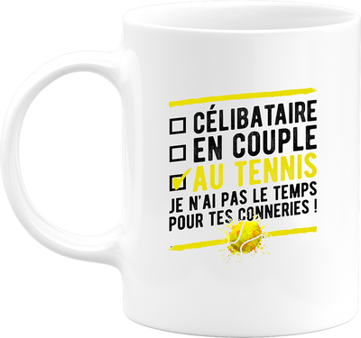 Mug célibataire au tennis