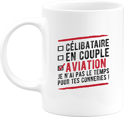 Mug célibataire en couple aviation