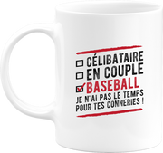 Mug célibataire en couple baseball
