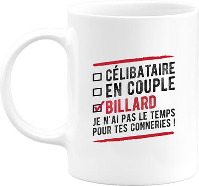Mug célibataire en couple billard
