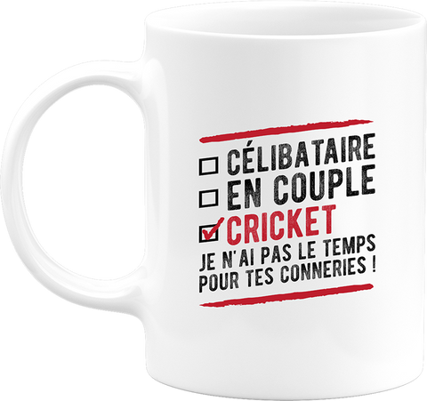 Mug célibataire en couple cricket
