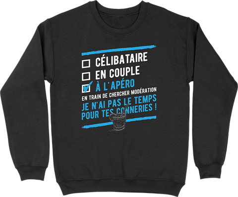 Pull homme célibataire à l'apéro