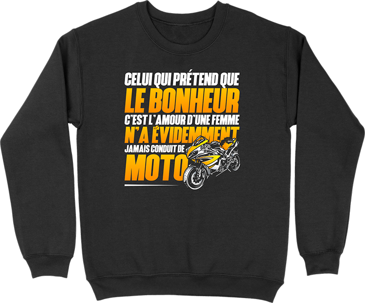 Cadeau Pull homme le bonheur moto otshirt