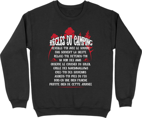 Pull homme les règles du camping