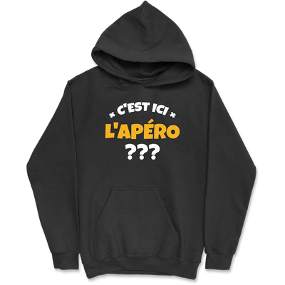 Sweat à capuche homme c'est ici l'apéro