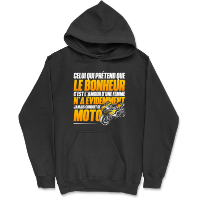 Sweat à capuche homme le bonheur moto