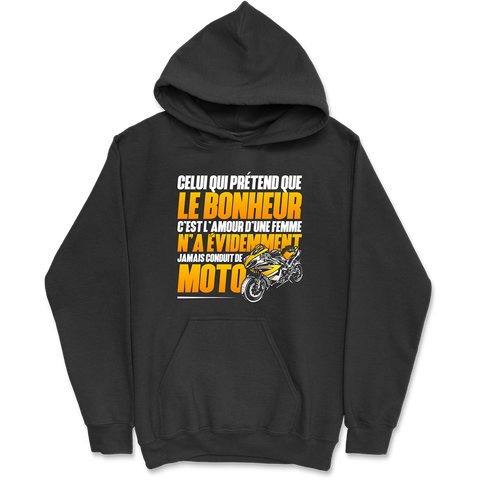 Sweat à capuche homme le bonheur moto