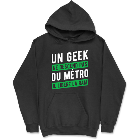 Sweat à capuche homme un geek libère la ram