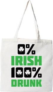 Tote bag coton recyclé 0% irish 100% drunk
